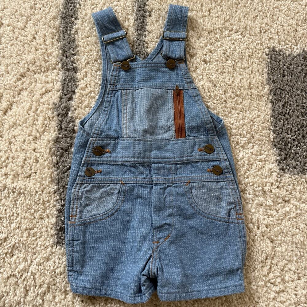 VTG 70s 80s Zappers Denim Shortall Overalls Workwear Toddler 3t 4t Kids Blue USA
